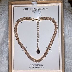 CHRISTIAN SIRIANO CUBIC ZIRCONIA 13”+3” Choker necklace NWT